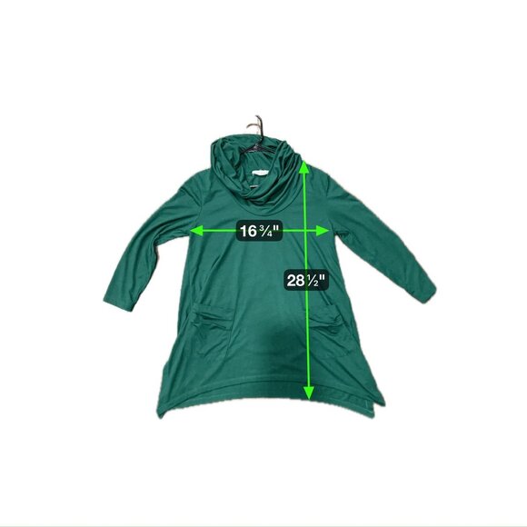 August Silk Green Ruched Pockets Draped Cowl Neck Tunic Size Medium Casual - Picture 7 of 9